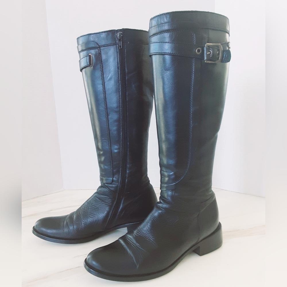 MAX MARA Italy  Black Leather Equestrian Riding Boots Sz 39 (9)